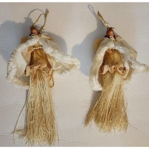 Set of 2 Vintage Christmas Ornaments Angel's Holiday Ornaments
